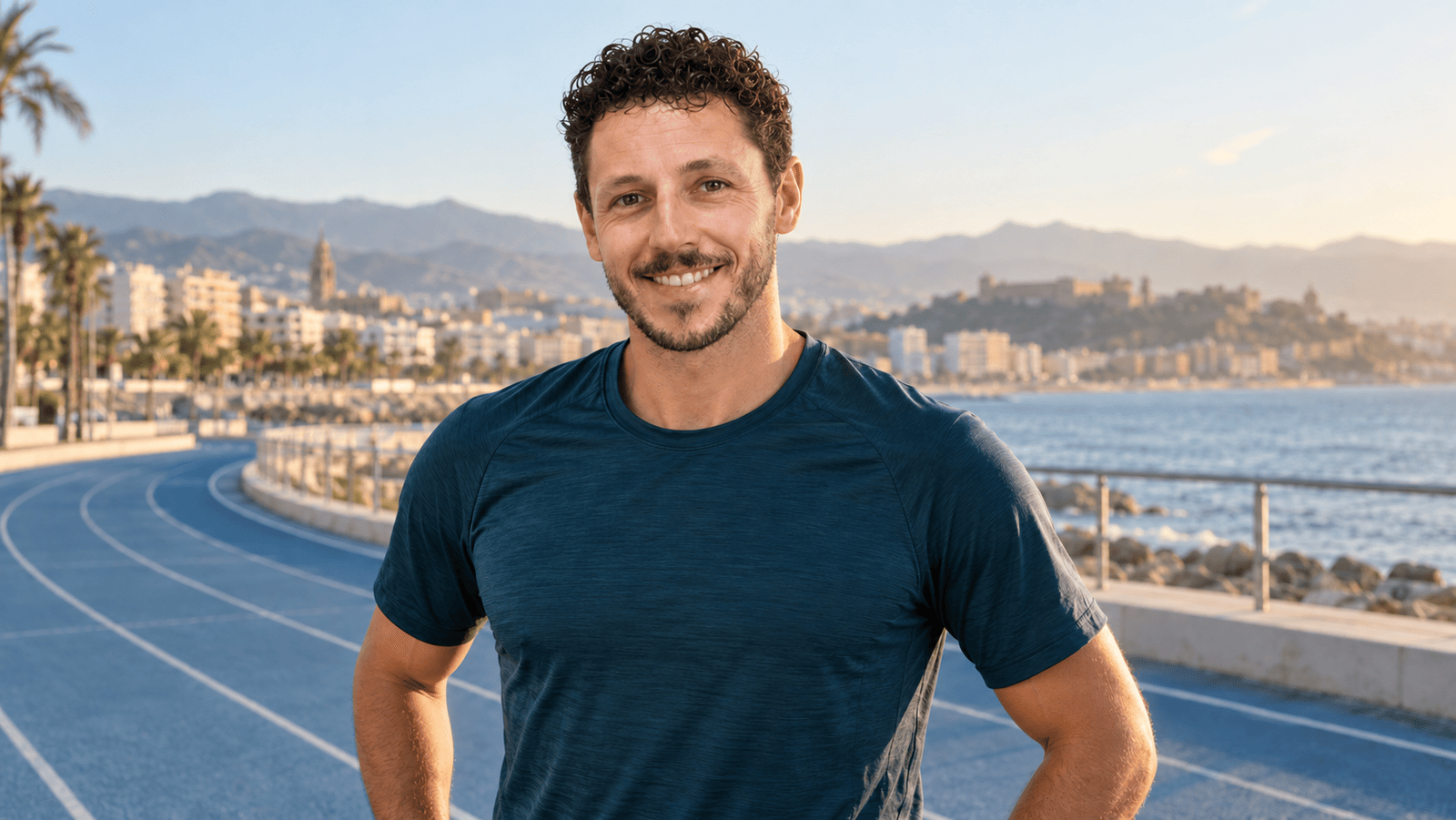 Composición de Miguel Blanes junto a una pista de atletismo en Málaga